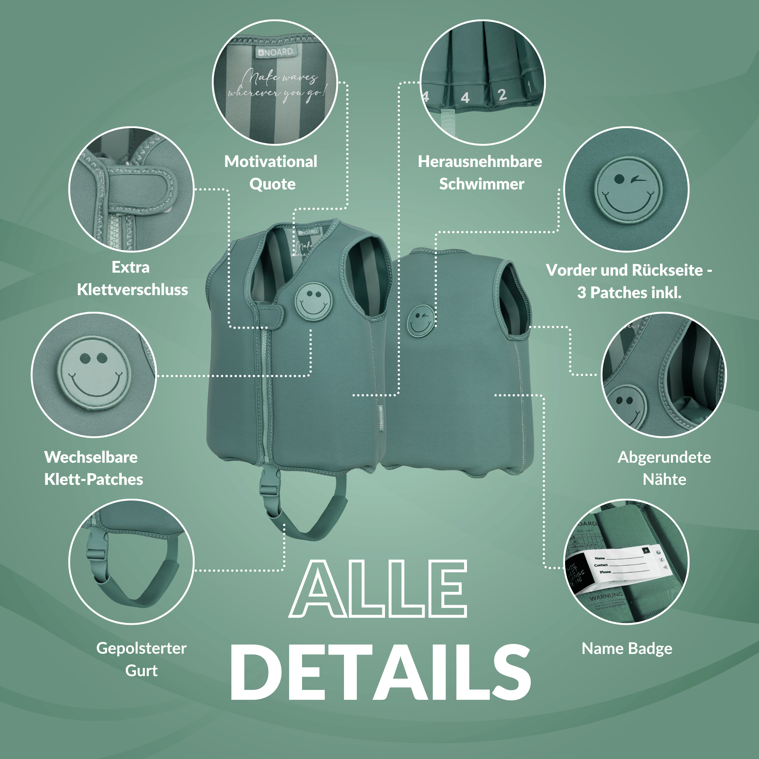 NOARD Kinder Schwimmweste "Simply Green"
