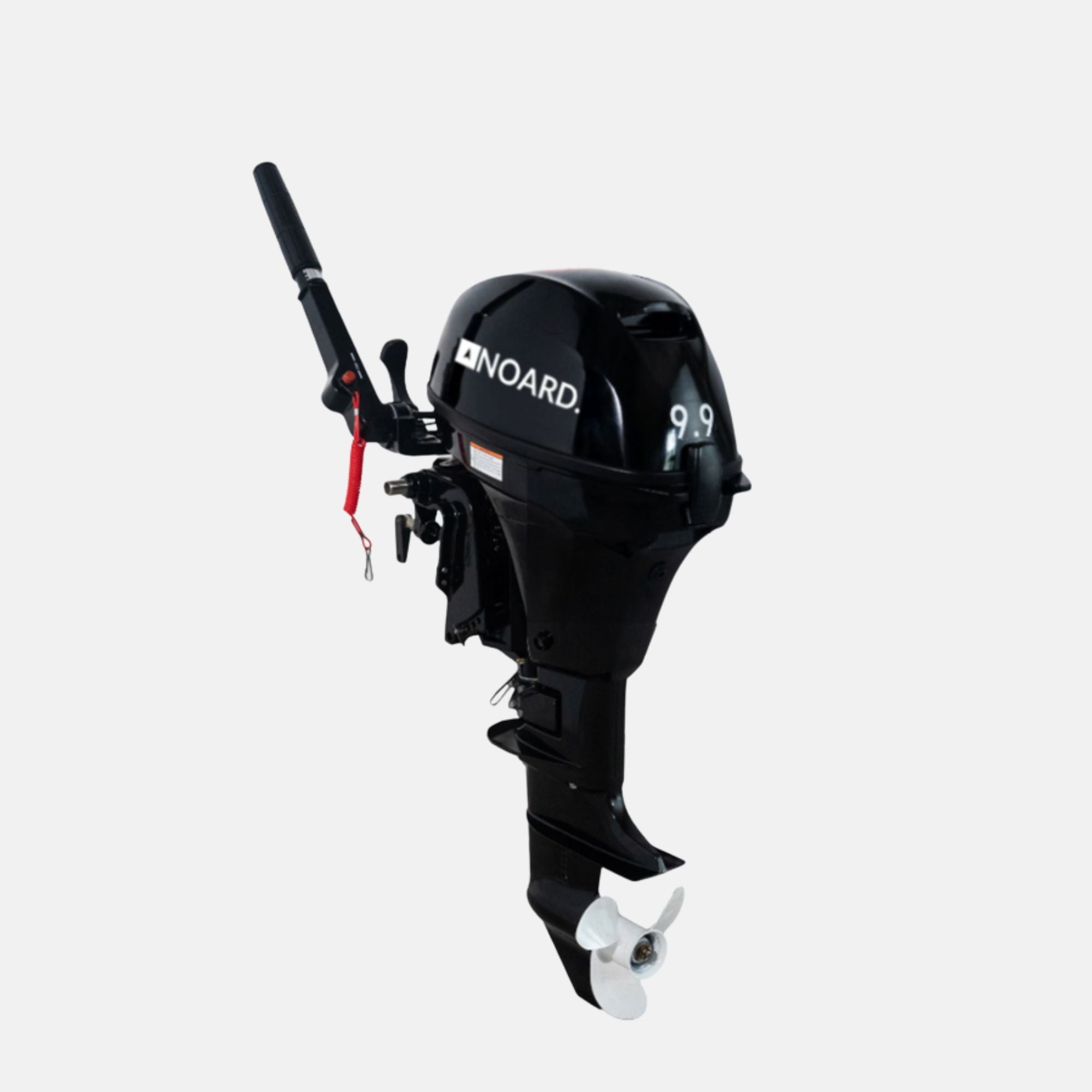 Noard 9.9 PS AuĆenbordmotor mit aluminiumverstƤrktem Propeller und hochwertiger Drehgaspinne.