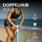 NOARD SUP-Pumpe mit Doppelhubfunktion - schnelles Aufpumpen am Strand in nur 3 Minuten.