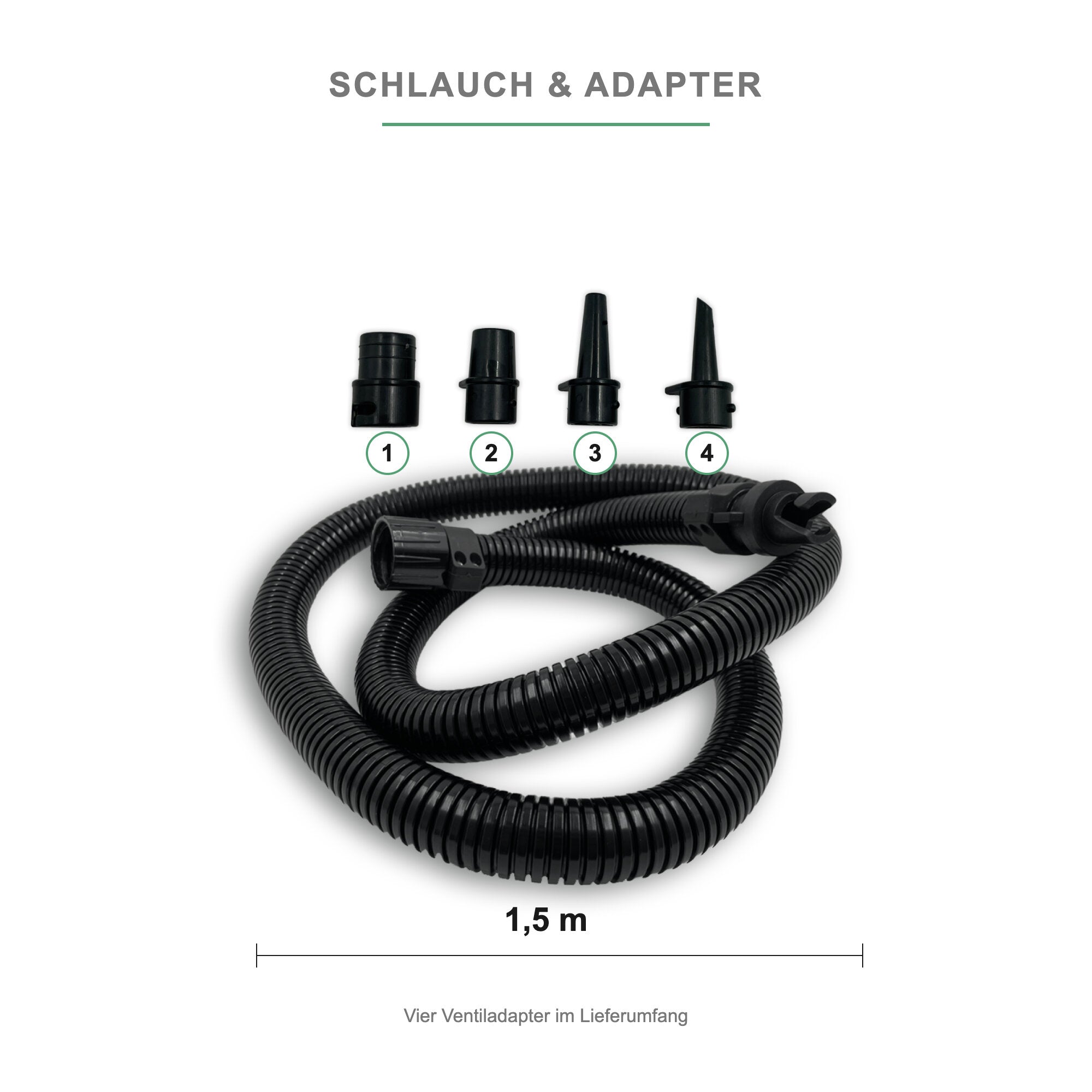 Spiralschlauch und Ventiladapter der NOARD SUP-Pumpe