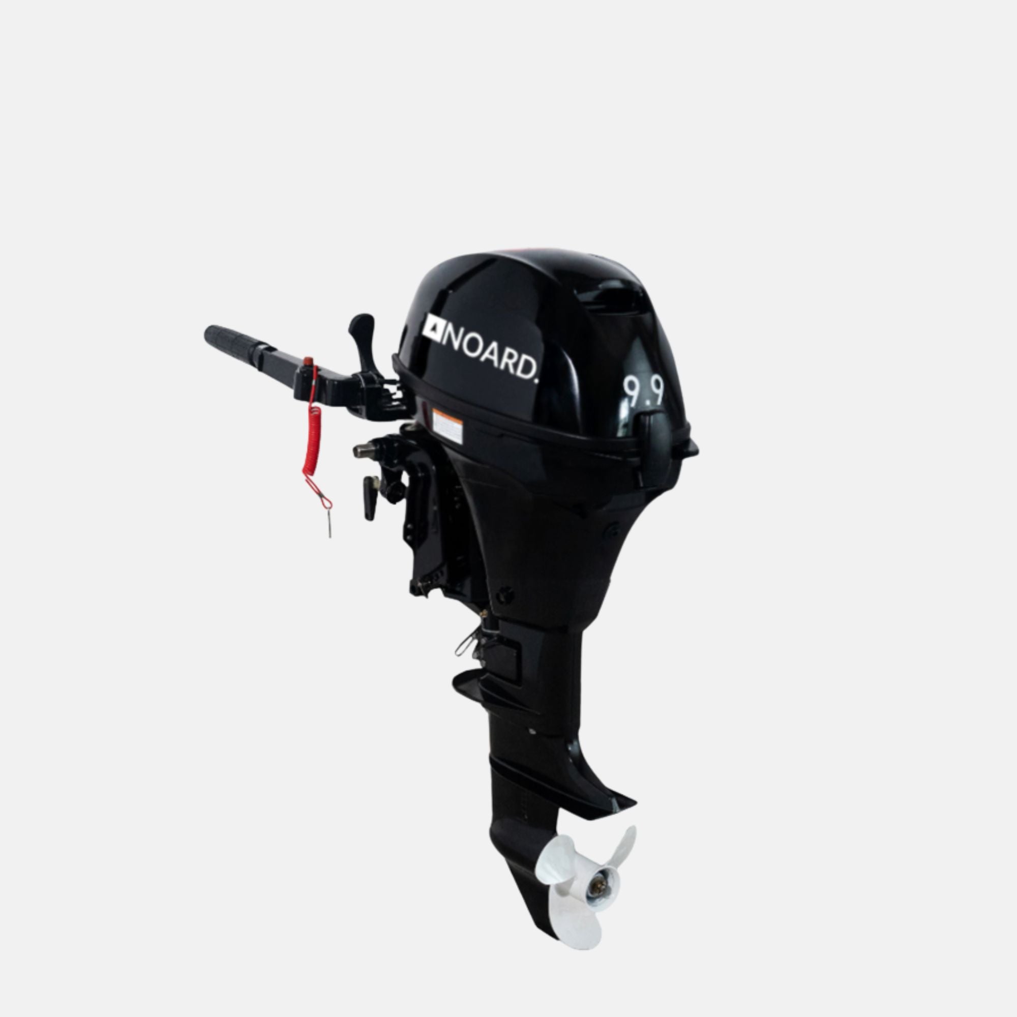 Noard 9.9 PS AuĆenbordmotor mit aluminiumverstƤrktem Propeller und hochwertiger Drehgaspinne.