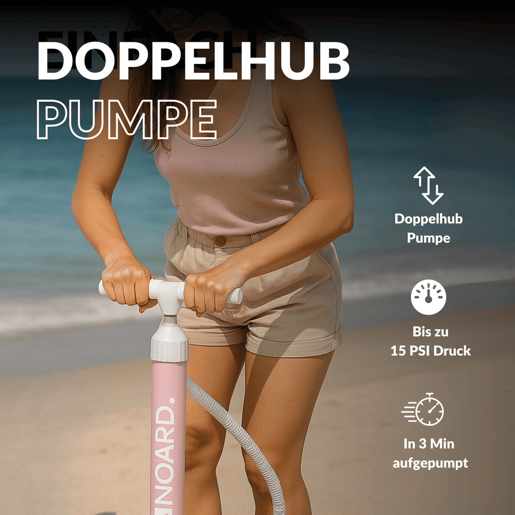 NOARD SUP-Pumpe mit Doppelhubfunktion - schnelles Aufpumpen am Strand in nur 3 Minuten