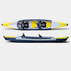 High-Angle-Aufnahme des Noard Kajak Speed Cruise mit ergonomischen, per Karabiner fixierbaren Sitzen.