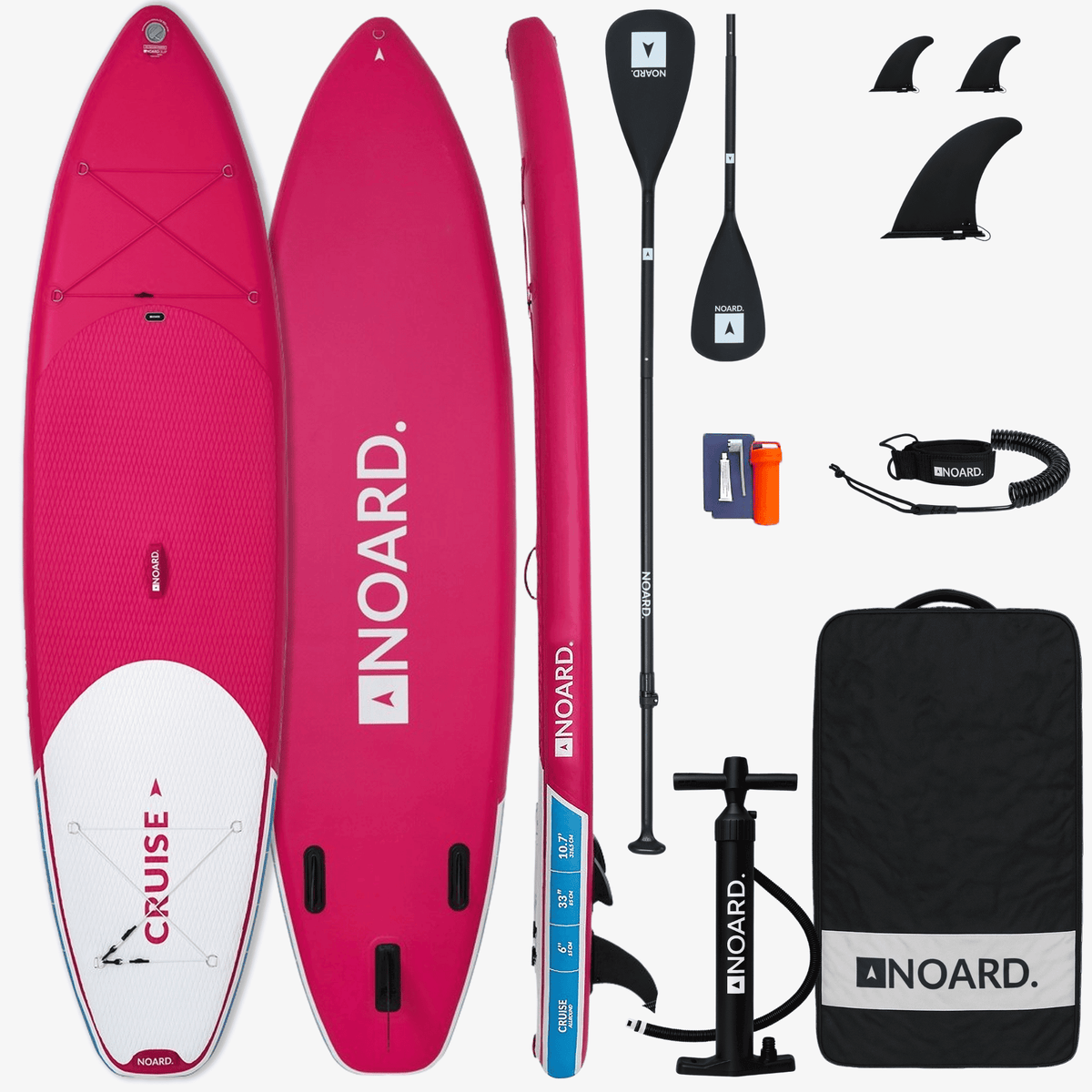 Noard SUP mit Zubehör, inklusive Paddel, Pumpe, Transporttasche, Dry Bag und Finnen