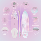 SUP mit Ventil, Logo, D-Ringen, Griffen, abnehmbaren und festen Finnen