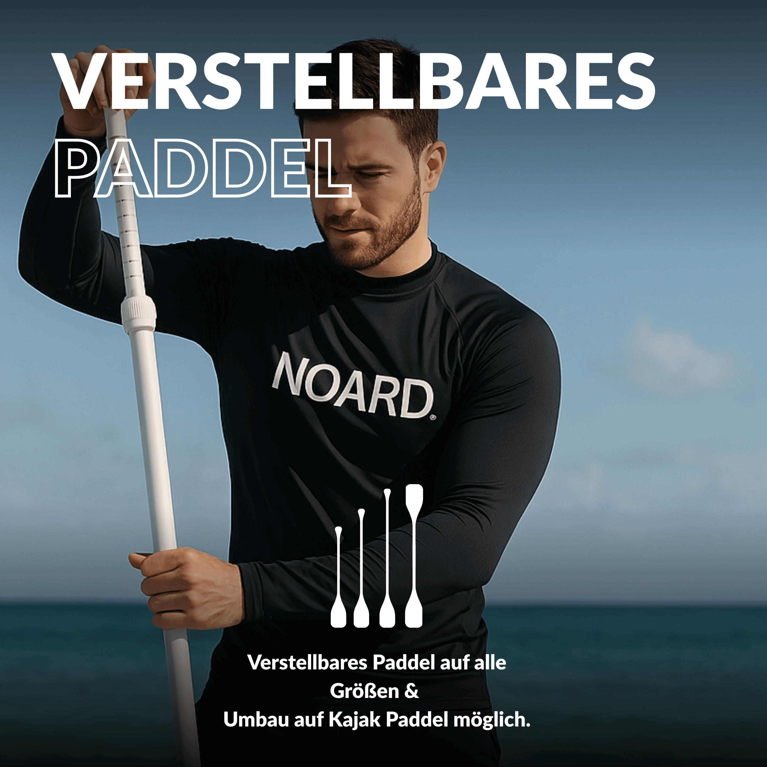 Flexibel einstellbares Paddel, das für verschiedene Körpergrößen und Kajakbenutzung geeignet ist
