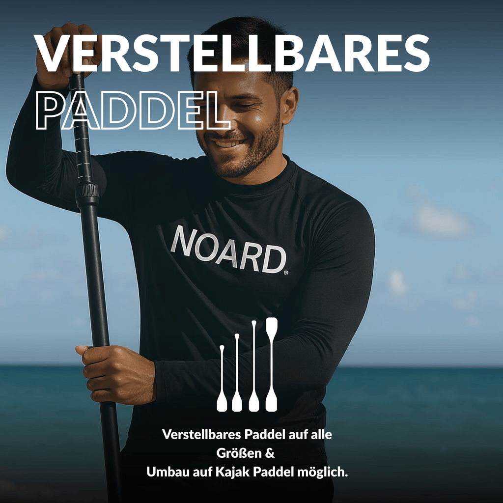 Flexibel einstellbares Paddel, das für verschiedene Körpergrößen und Kajakbenutzung geeignet ist.